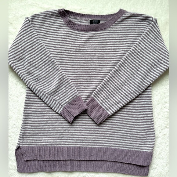 Jones New York Sweaters - Jones New York Sweater Women Medium Lavender Striped Knit Casual‎ Preppy Pastel